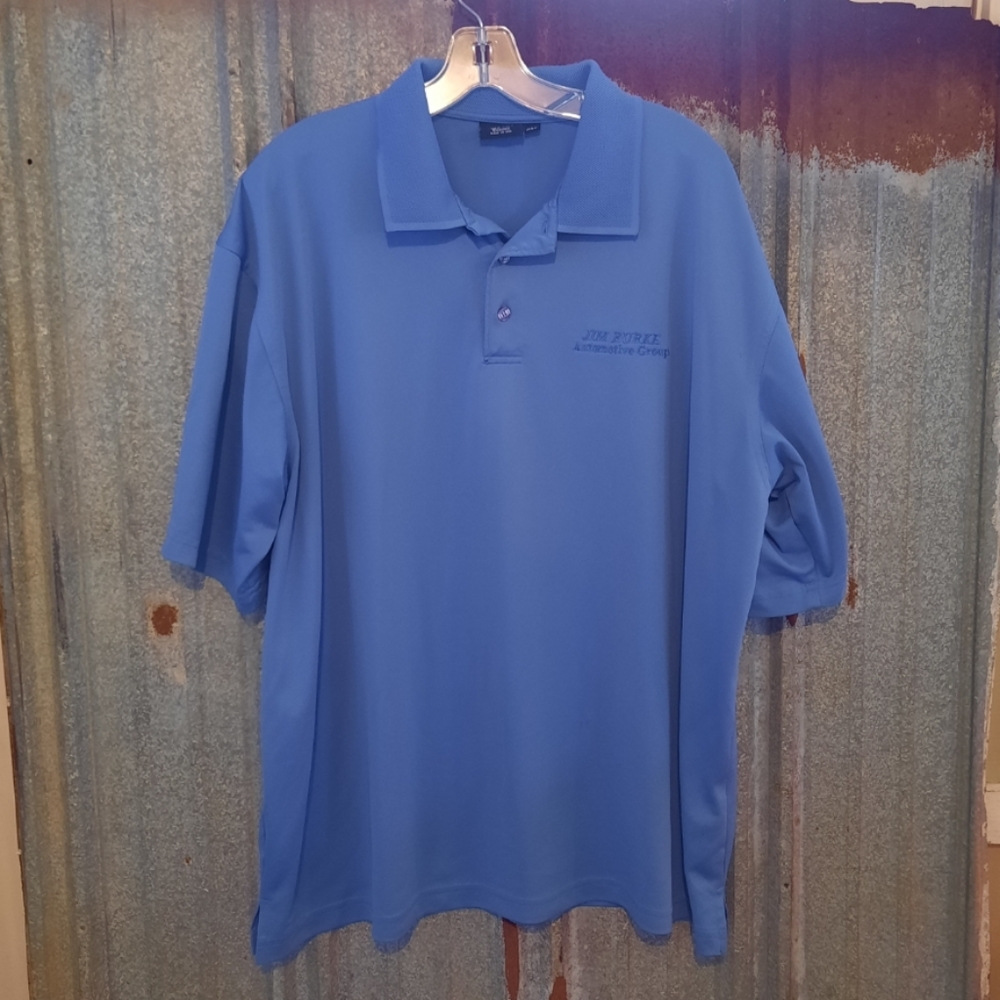 Blue Silky Jersey Polo Golf Shirt - Picture 3 of 10